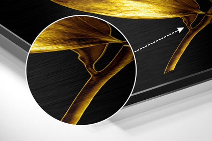 Golden Leaves Brushed Aluminium Dibond Wall Art