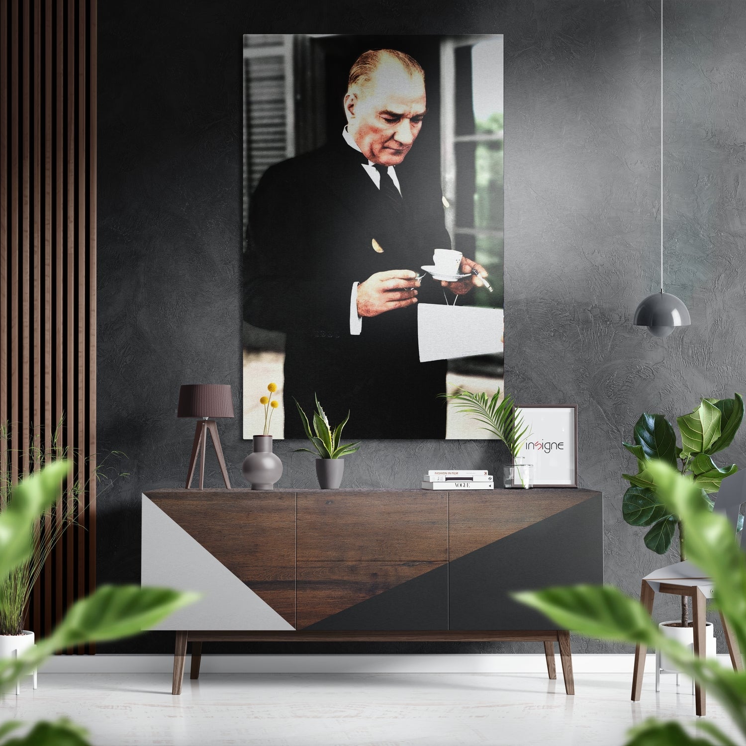 Ataturk Holding Tea Cup Brushed Aluminium Dibond Wall Art
