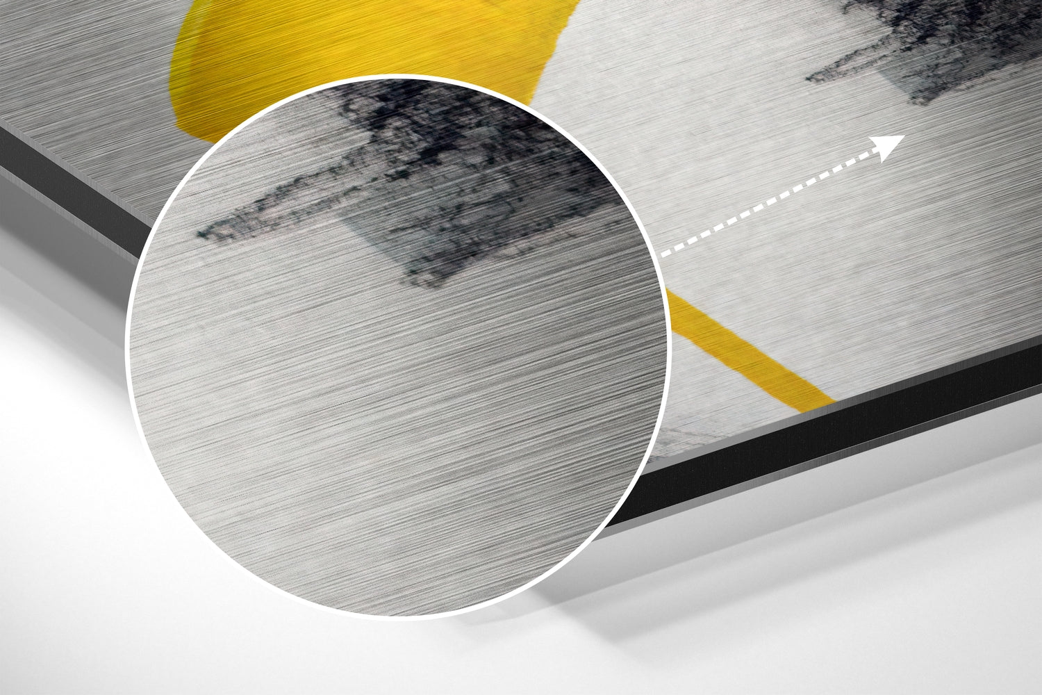 Yellow Tape Cross Over Lips Brushed Aluminium Dibond Wall Art