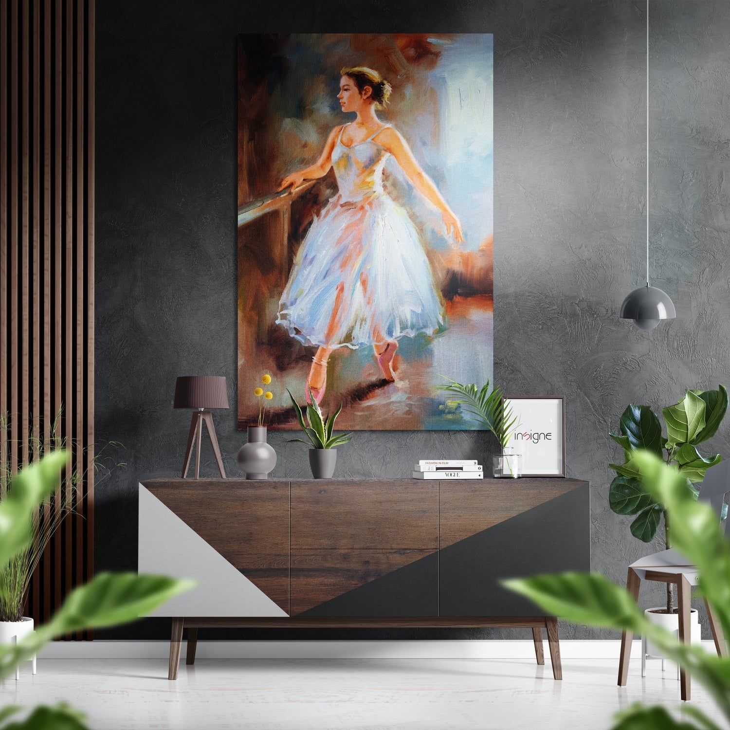 Oil Painted Barre Ballerina Brushed Aluminum Dibond Wall Art