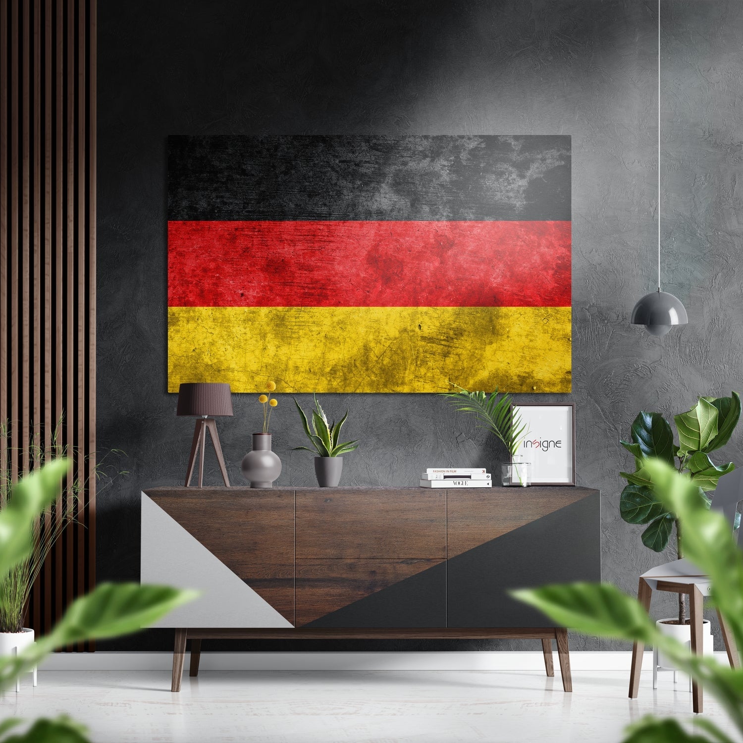 Grunge Textured German Flag Brushed Aluminium Dibond Wall Art
