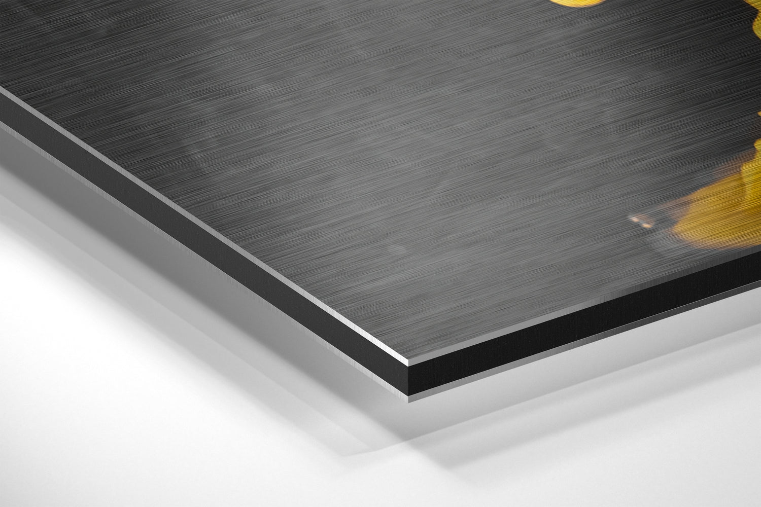 Yellow Ink Cloud Burst Column Brushed Aluminium Dibond Wall Art