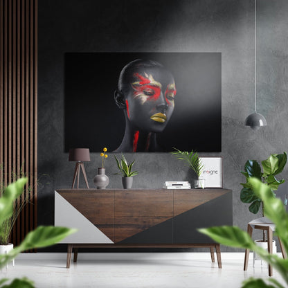 Black Body Paint With Red and Gold Brushed Aluminium Dibond Wall Art