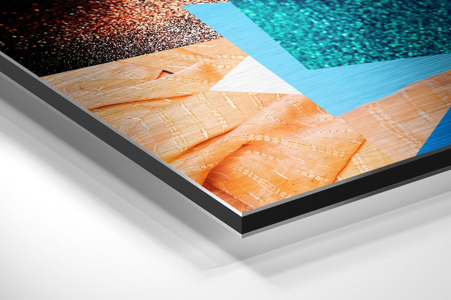 Turquoise Shattered Glass Woman Brushed Aluminium Dibond Wall Art