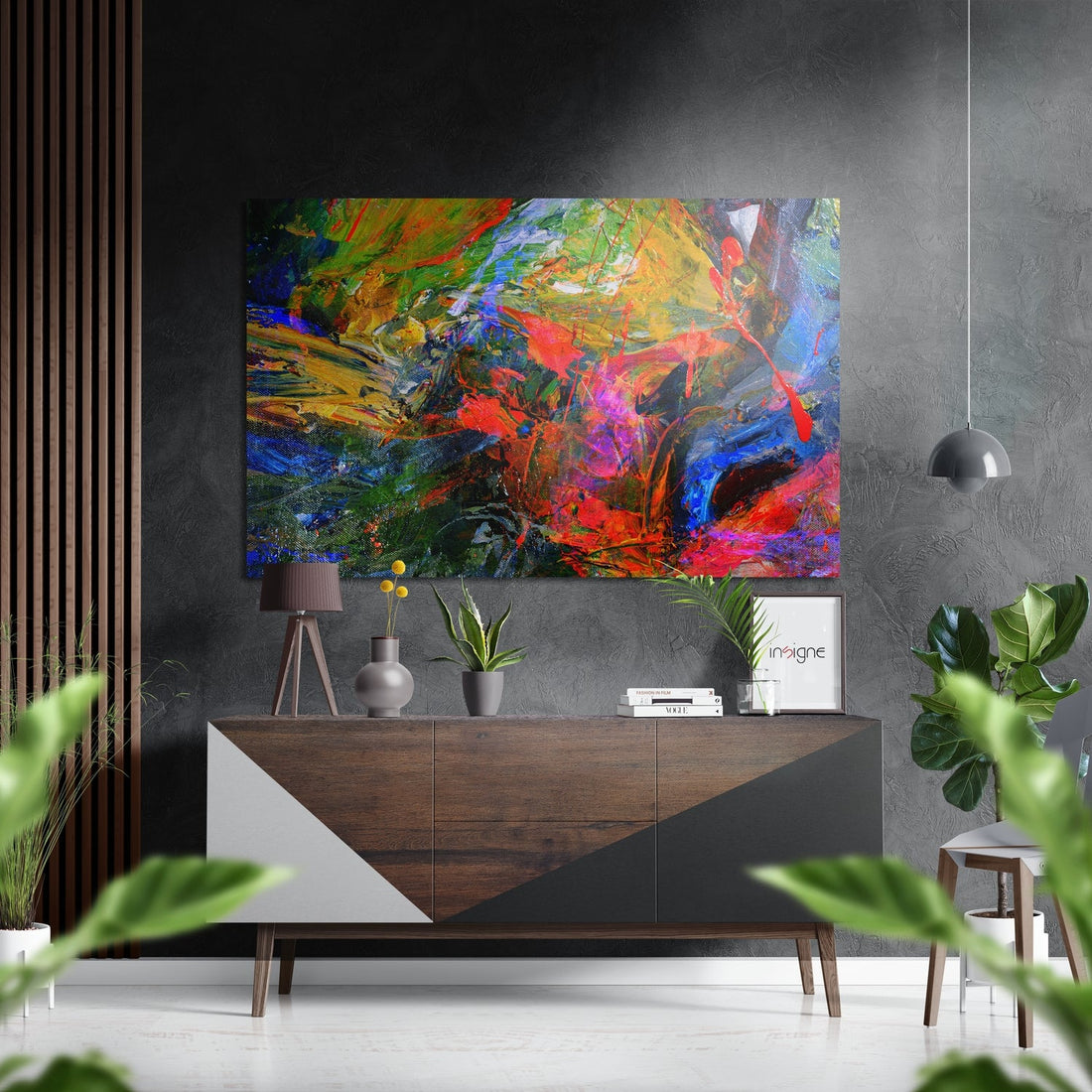 Impasto Rainbow Paint Strokes Brushed Aluminium Dibond Wall Art