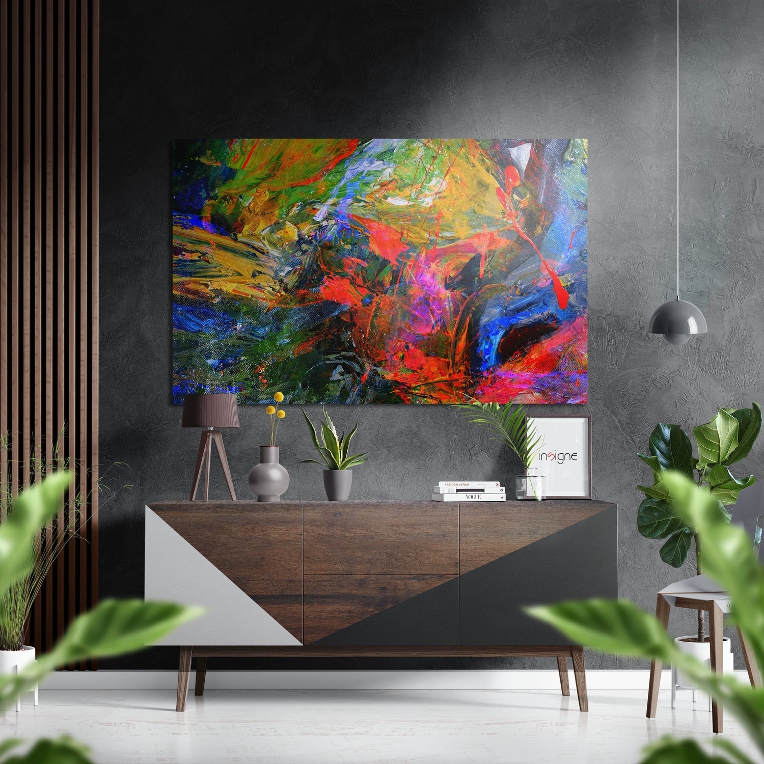 Impasto Rainbow Paint Strokes Brushed Aluminium Dibond Wall Art