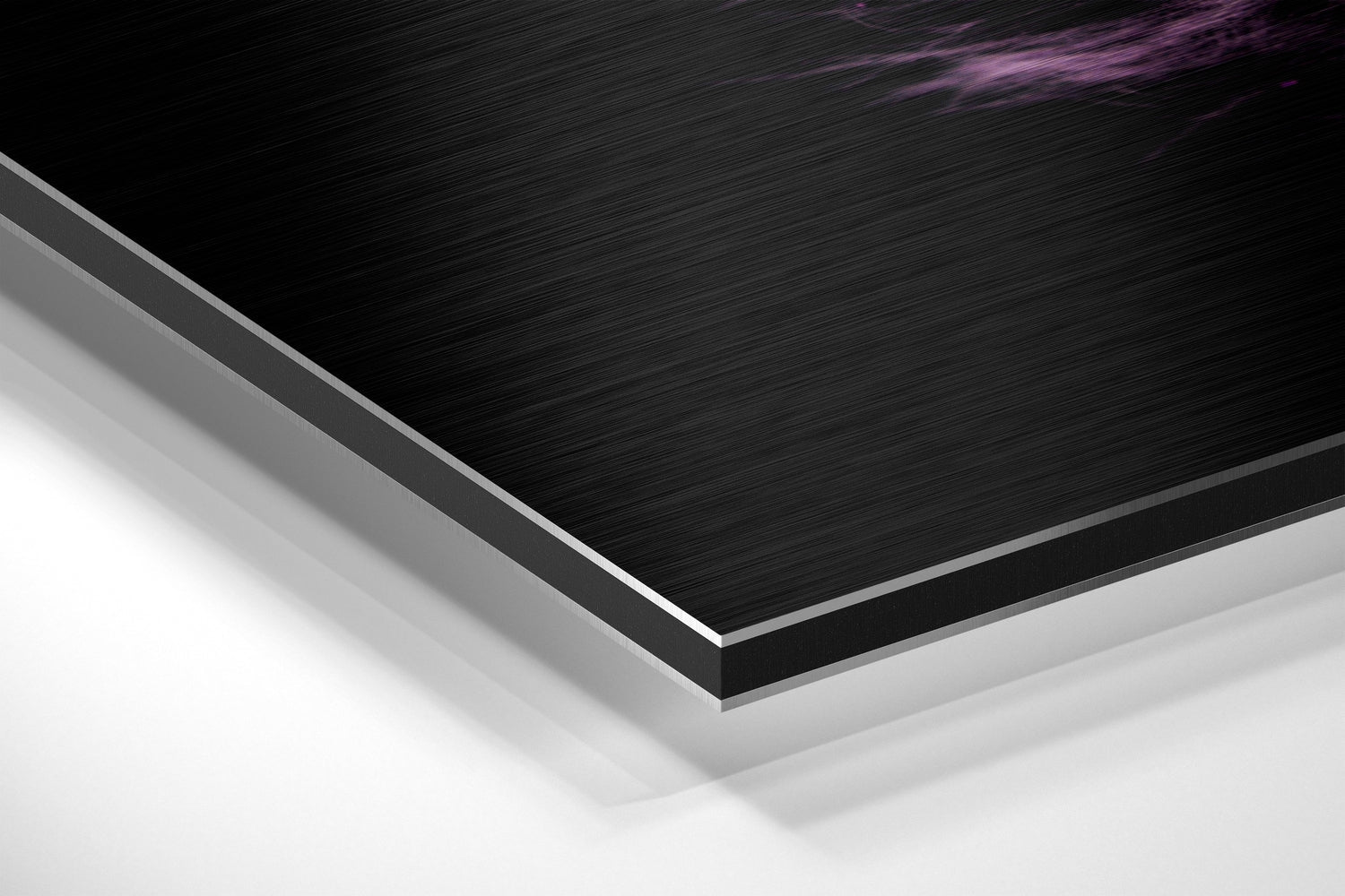 Purple Feather on Black Brushed Aluminium Dibond Wall Art