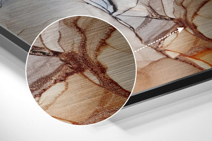 Peach Rust Smoke Marble Brushed Aluminium Dibond Wall Art