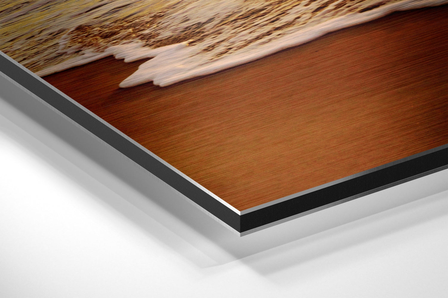 Golden Cloudy Sky Beach Sunset Brushed Aluminium Dibond Wall Art