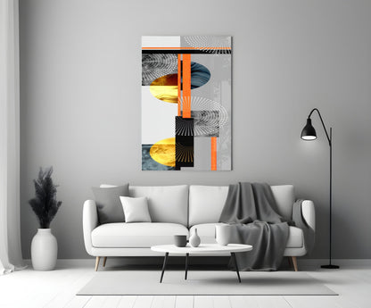 Orange Gold Geometric Circles Glass Wall Art