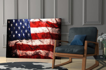 USA Flag Glass Wall Art