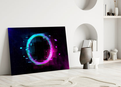Glitch Neon Ring Magenta Haze Glass Wall Art
