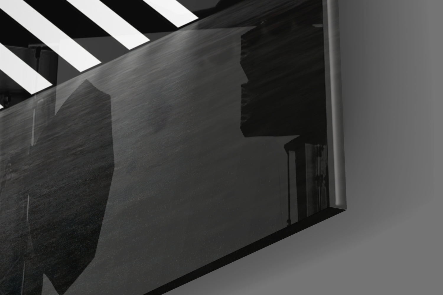 Glowing Chevron Pyramid on Black Glass Wall Art