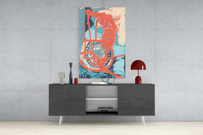 Orange Brushstroke Figure Glass Wall Art