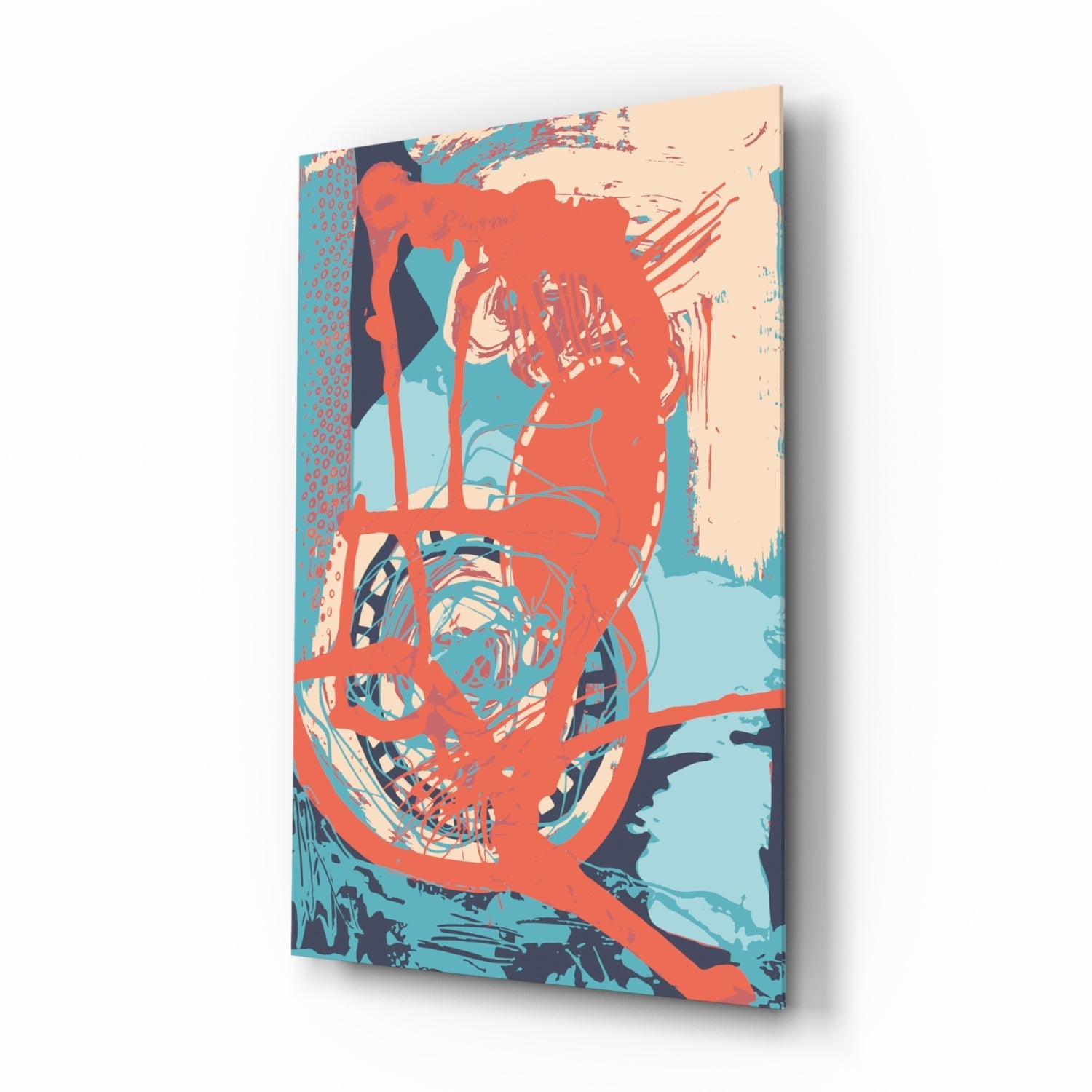 Orange Brushstroke Figure Glass Wall Art