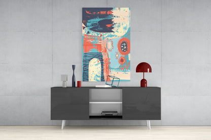 Folk Bloom Collage Glass Wall Art