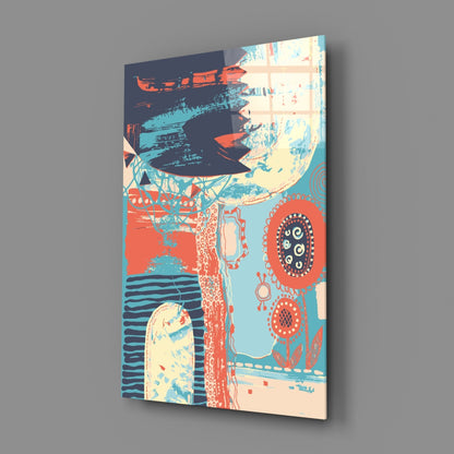 Folk Bloom Collage Glass Wall Art