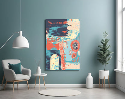 Folk Bloom Collage Glass Wall Art