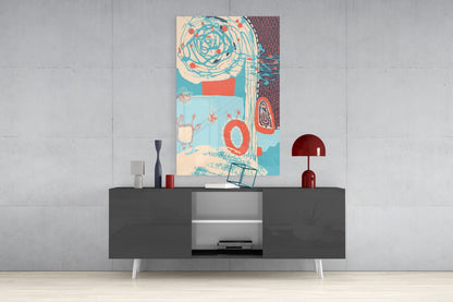 Coral Scribble Spiral Glass Wall Art