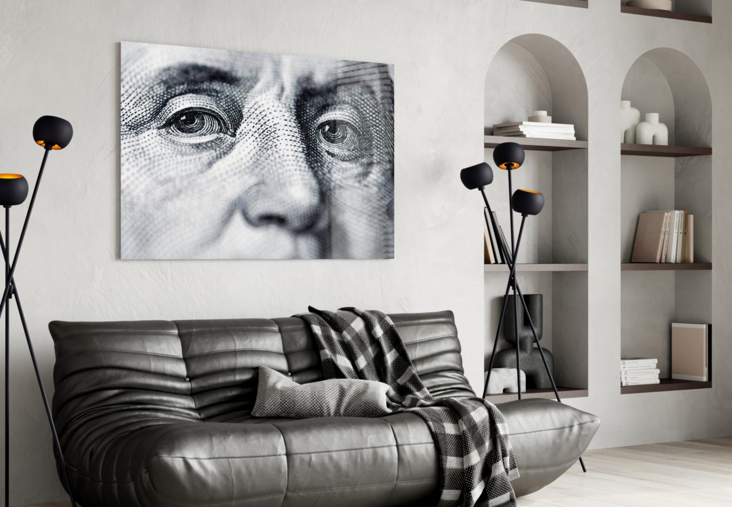 Engraved Banknote Portrait Eyes Glass Wall Art