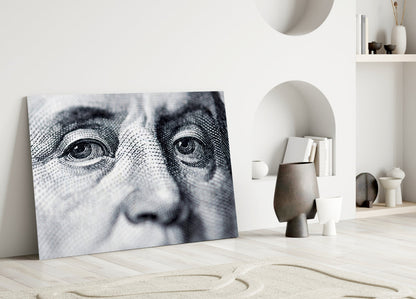 Engraved Banknote Portrait Eyes Glass Wall Art