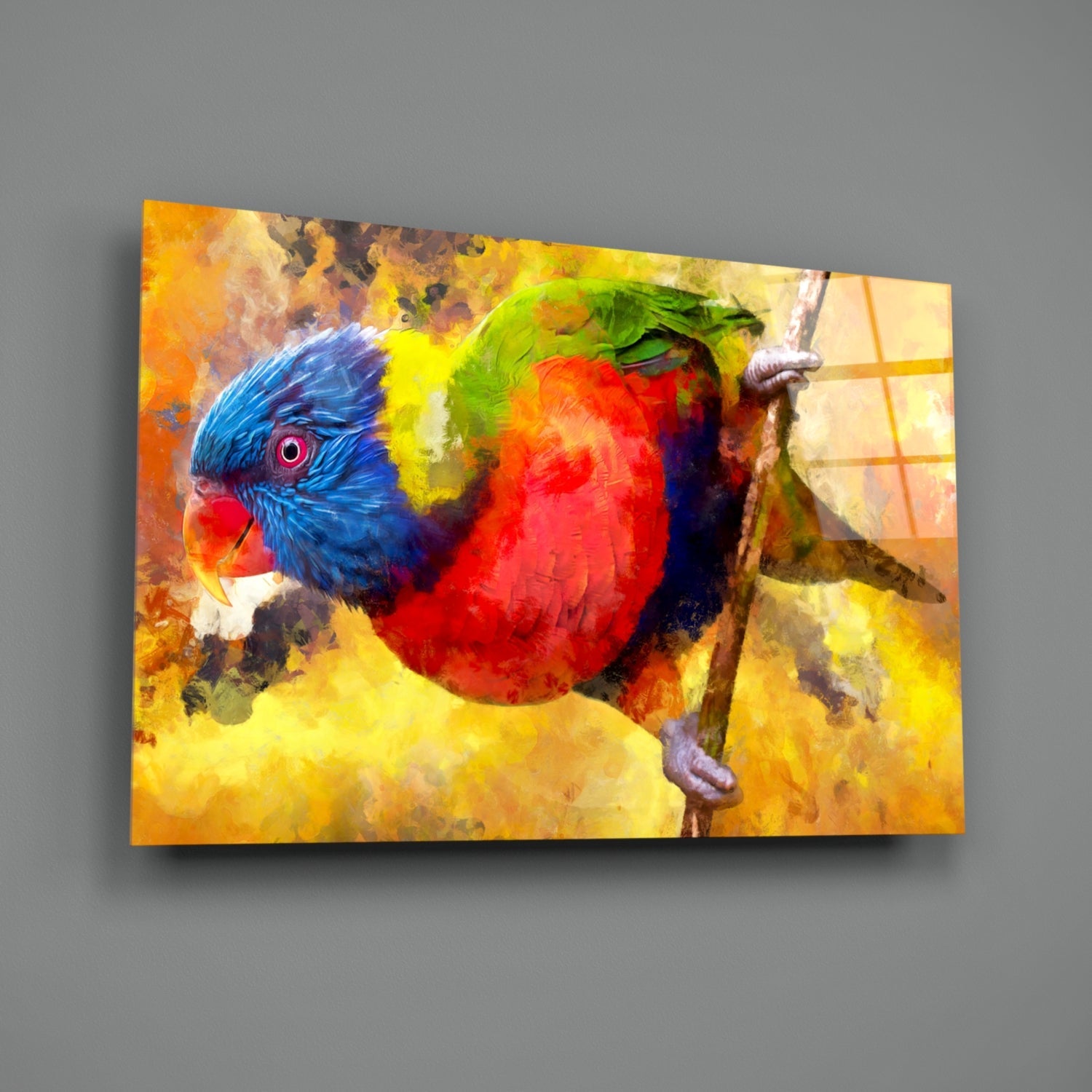 Rainbow Lorikeet Painting Glass Wall Art