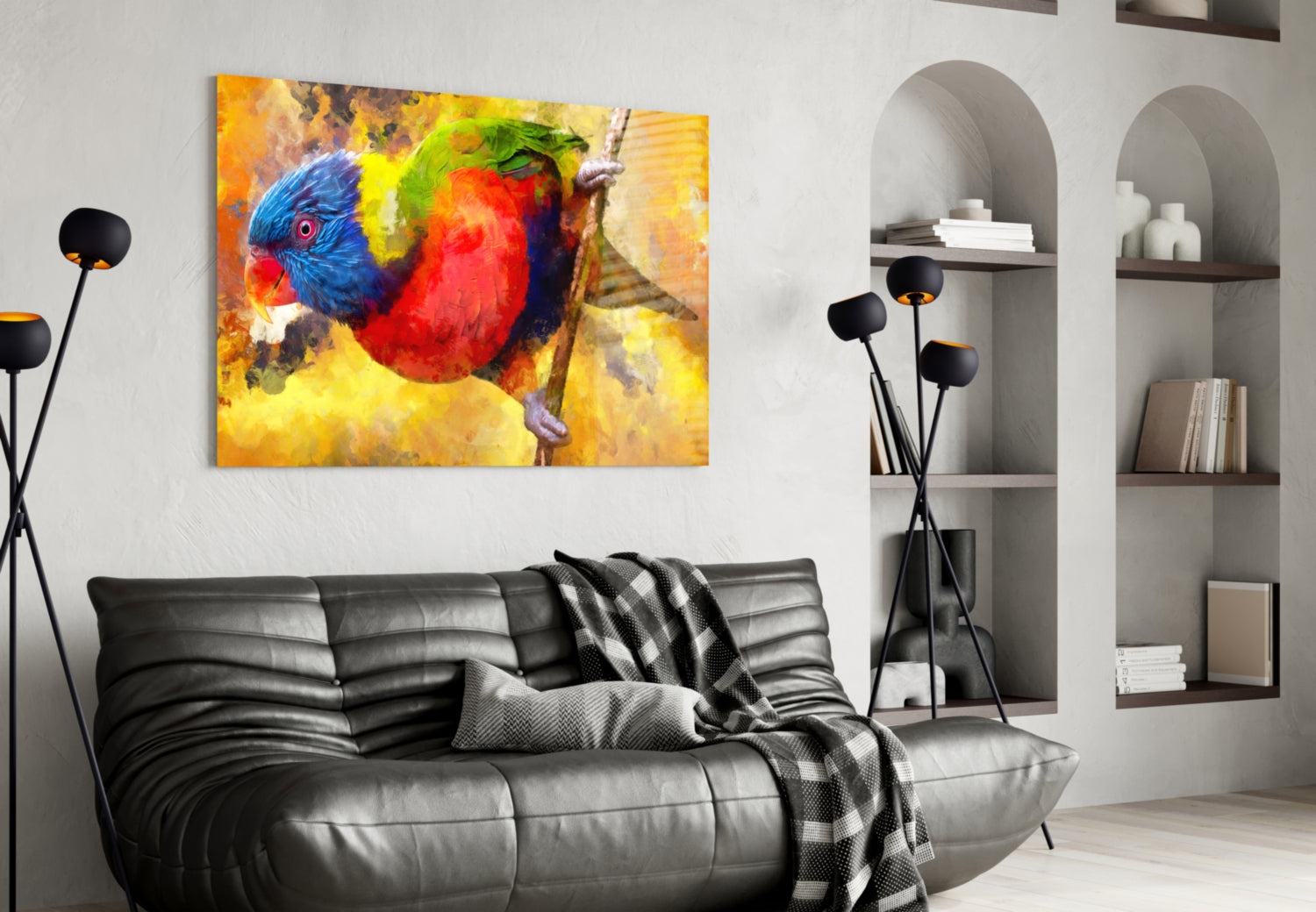 Rainbow Lorikeet Painting Glass Wall Art
