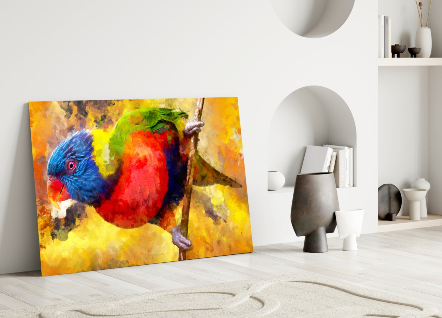 Rainbow Lorikeet Painting Glass Wall Art