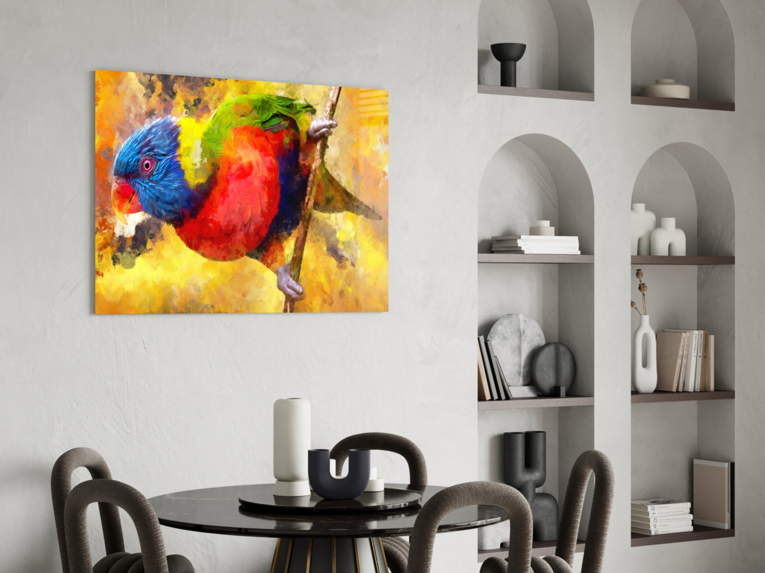 Rainbow Lorikeet Painting Glass Wall Art