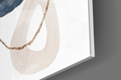Navy and Blush Abstract Shapes Glass Wall Art