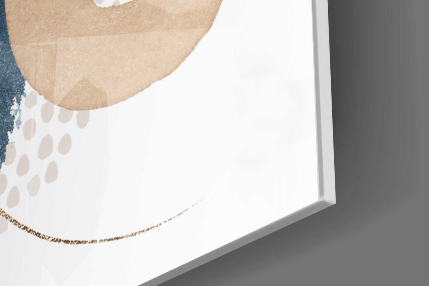 Blush Navy Gold Ring Dots Glass Wall Art