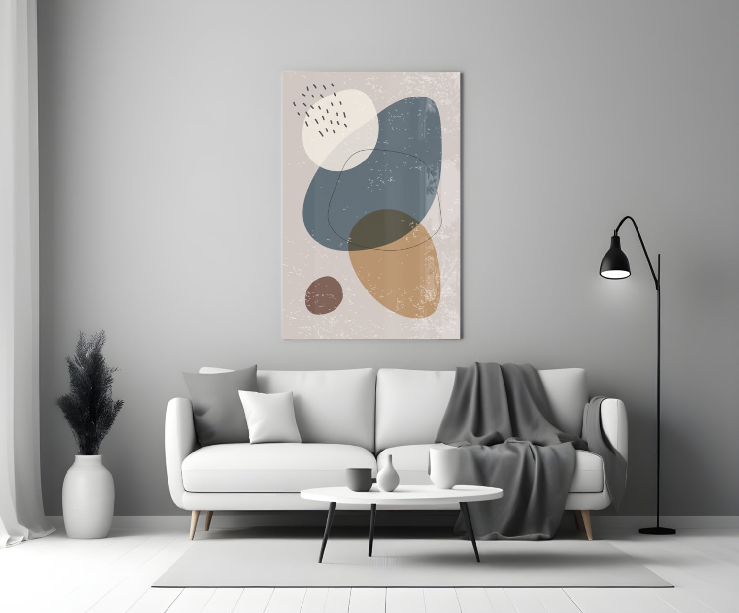 Blue Olive Blobs Dash Accents Glass Wall Art