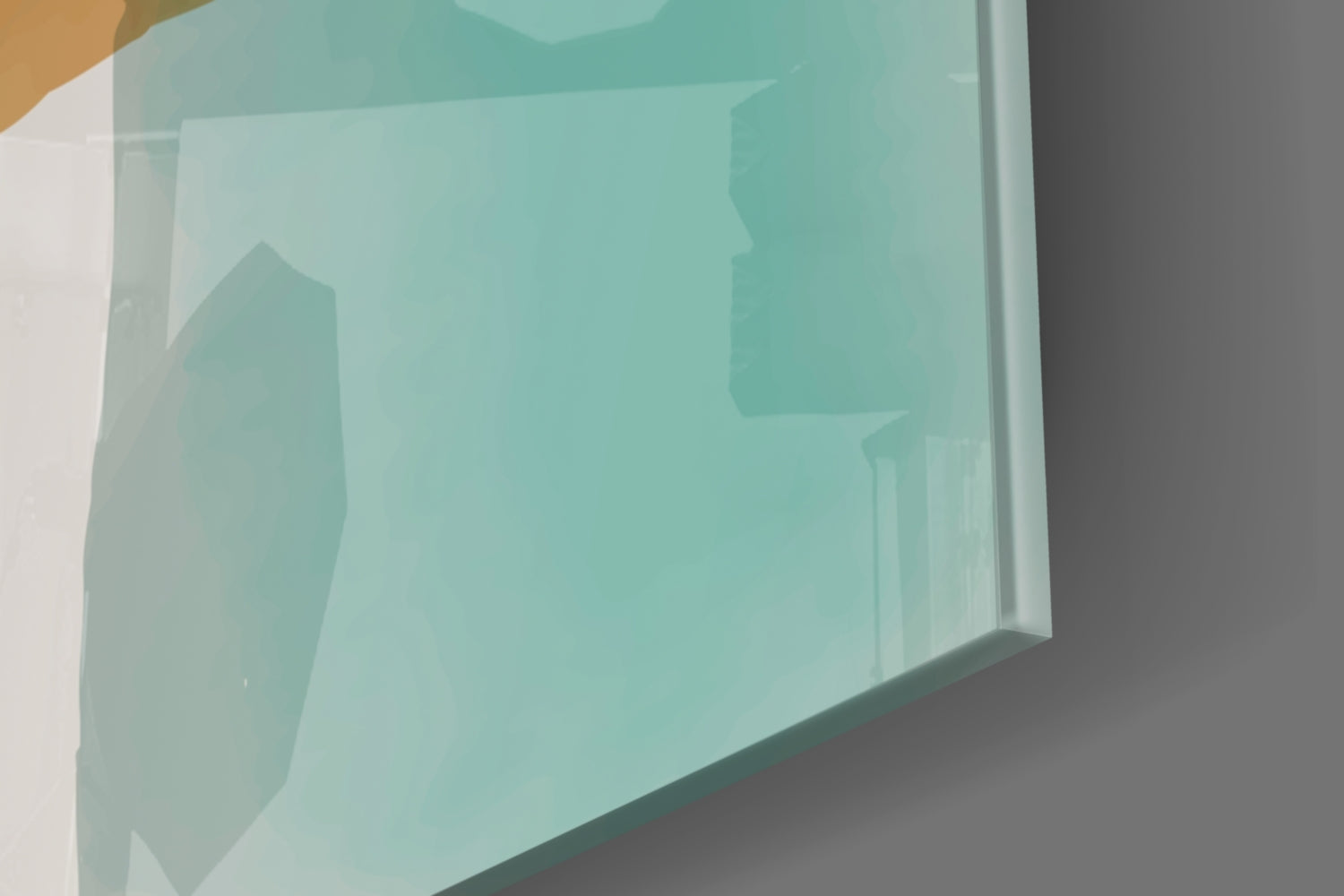 Ochre Teal Blocks Line Stripes Glass Wall Art