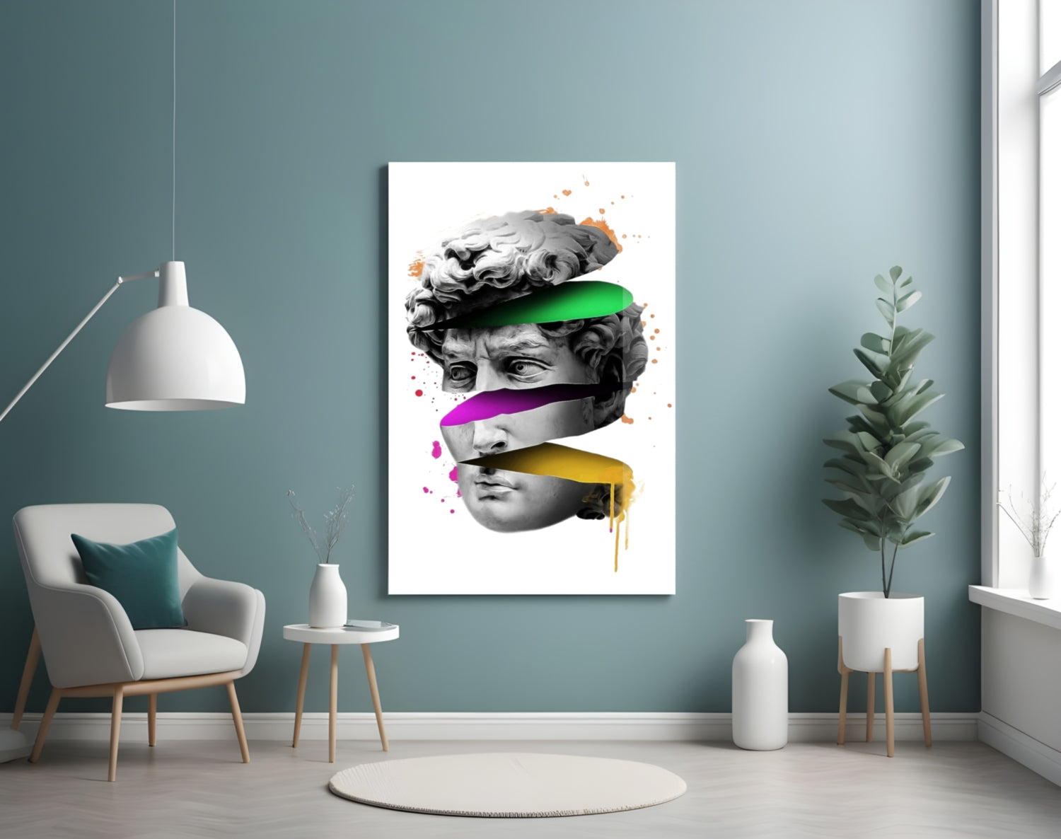 Neon Bands Sliced David Glass Wall Art