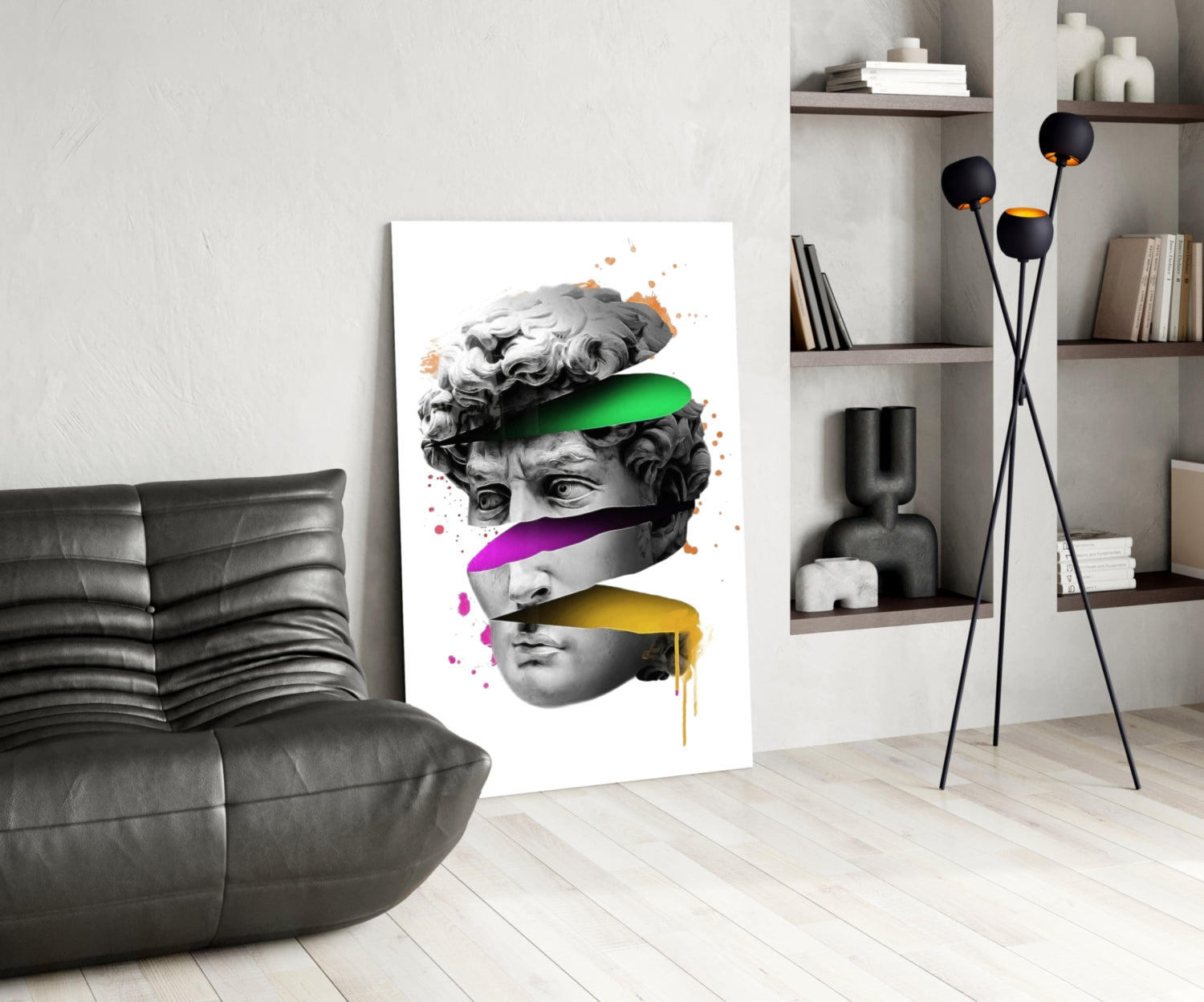 Neon Bands Sliced David Glass Wall Art
