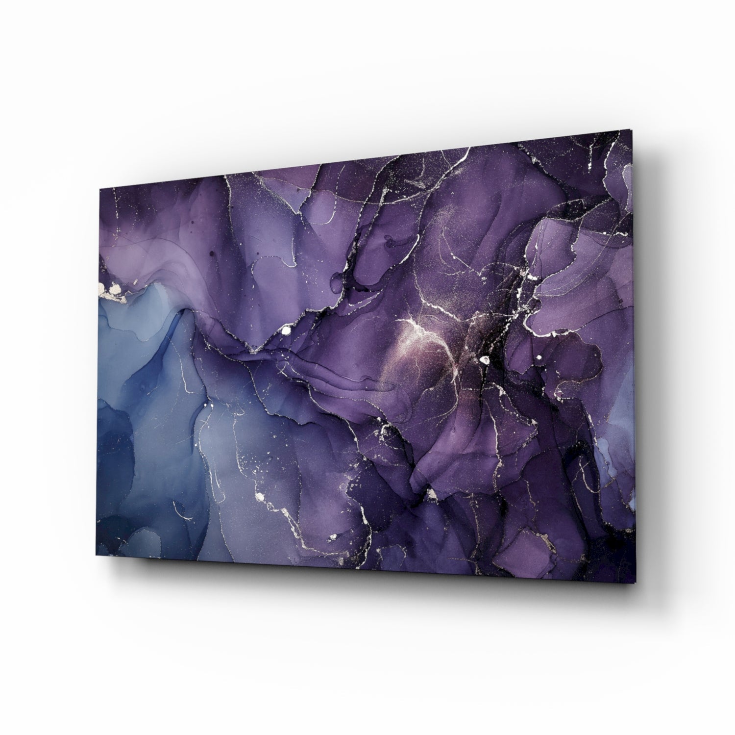 Purple Lavender Gold Ink Glass Wall Art