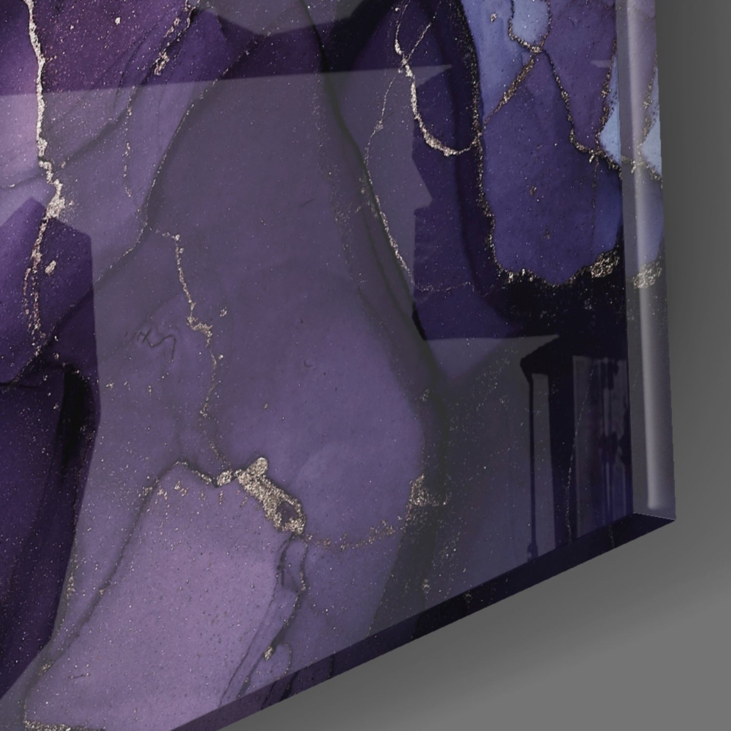 Purple Lavender Gold Ink Glass Wall Art