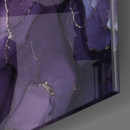 Purple Lavender Gold Ink Glass Wall Art