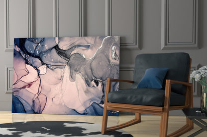 Blush Navy Ink Swirl Glass Wall Art