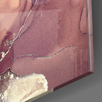 Mauve Pink Gold Veins Glass Wall Art