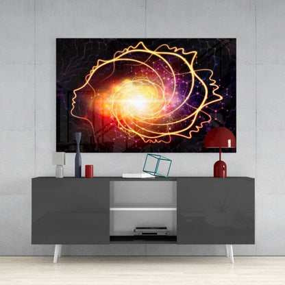 Golden Cosmic Swirl Glass Wall Art