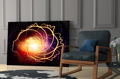 Golden Cosmic Swirl Glass Wall Art
