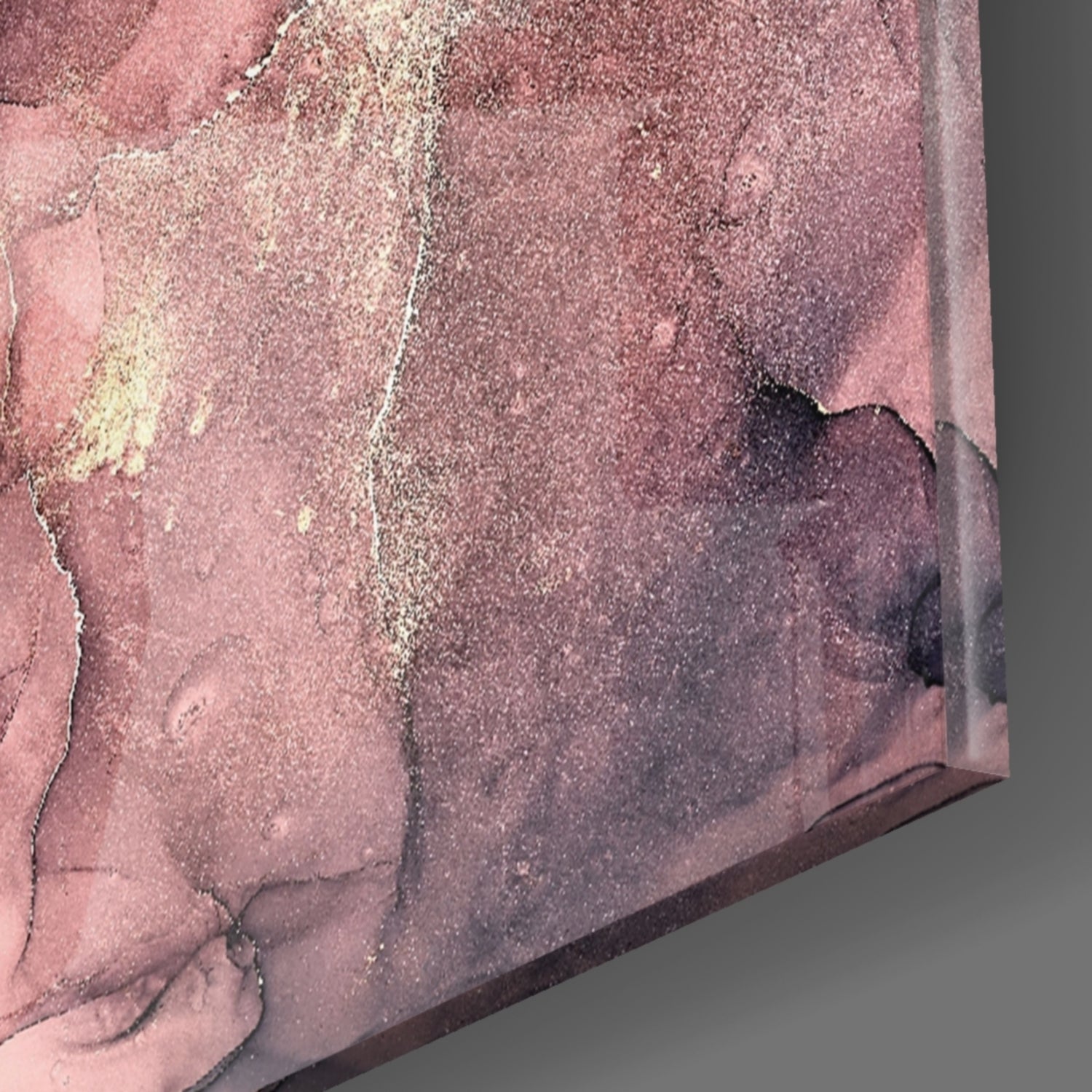 Dusky Mauve Ink Flow Glass Wall Art