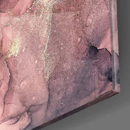 Dusky Mauve Ink Flow Glass Wall Art