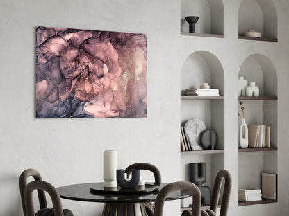 Dusky Mauve Ink Flow Glass Wall Art