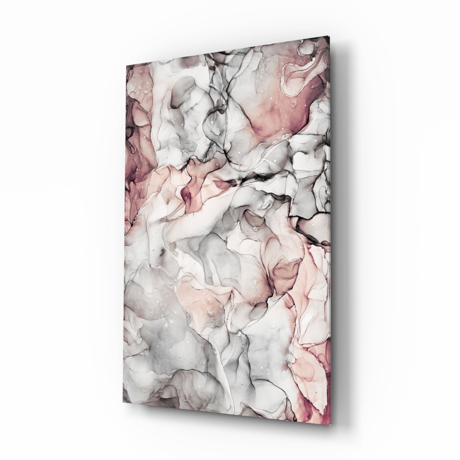 Blush Gray Ink Veins Glass Wall Art