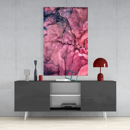 Magenta Pink Ink Bloom Glass Wall Art