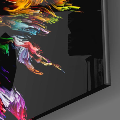 Golden Yellow Paint Mane Profile Glass Wall Art