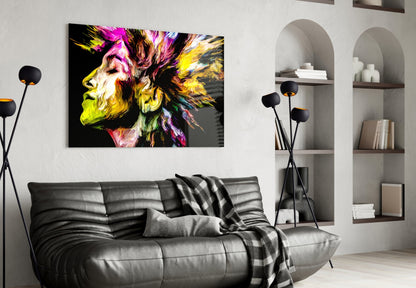 Golden Yellow Paint Mane Profile Glass Wall Art
