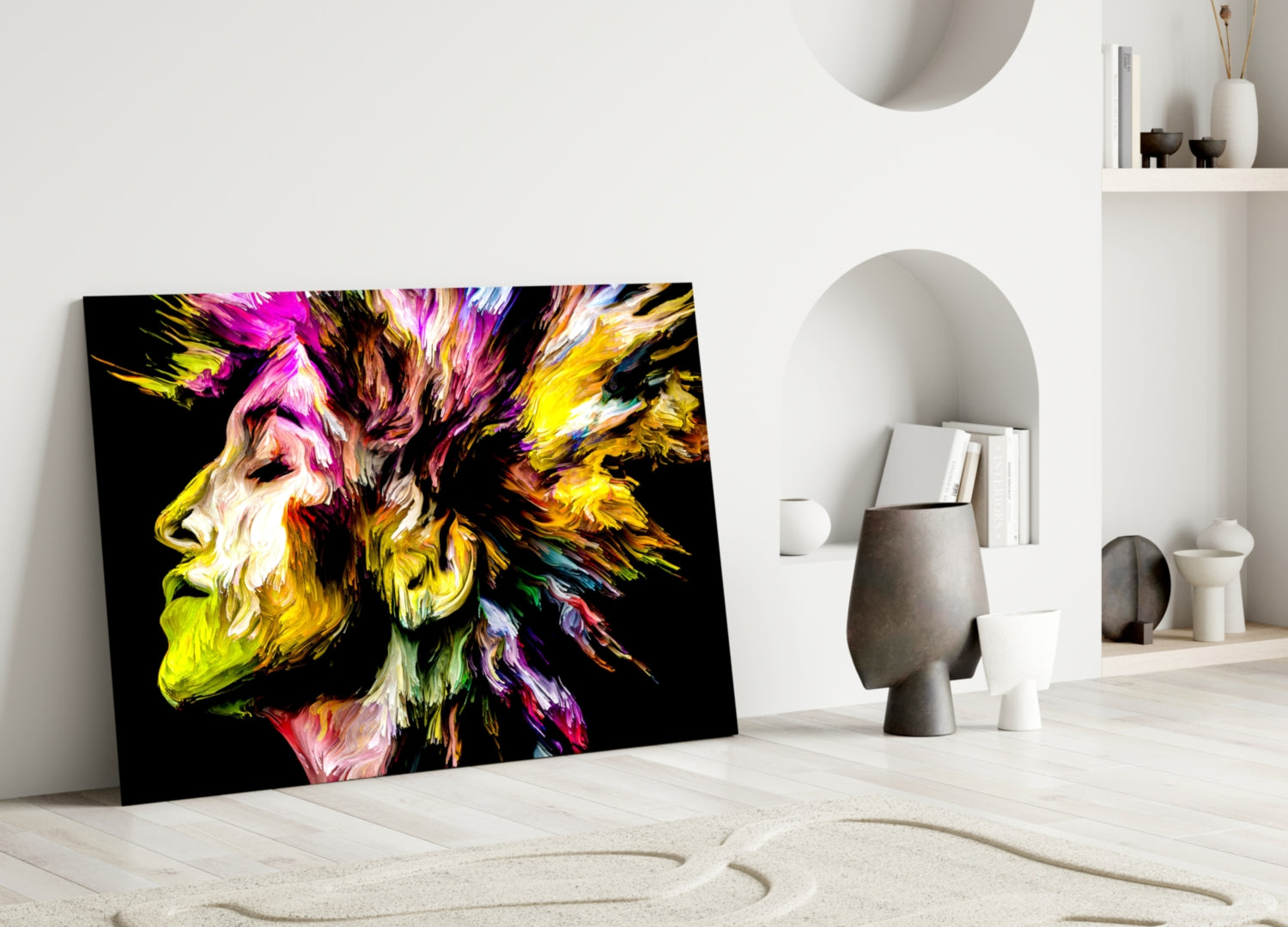 Golden Yellow Paint Mane Profile Glass Wall Art